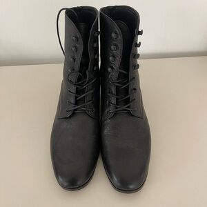 Black Christy Dawn Leather Lace-Up Boots